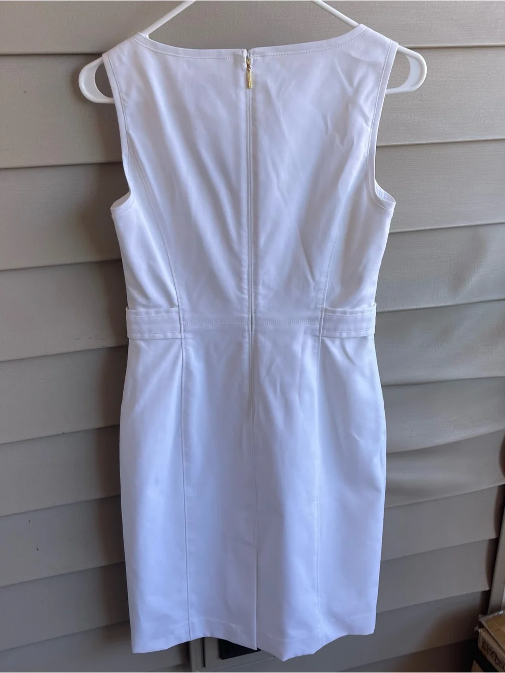 TORY BURCH Dress White‎ Gold Buttons Pinup Fitted Shift Size 2 Bride Wedding